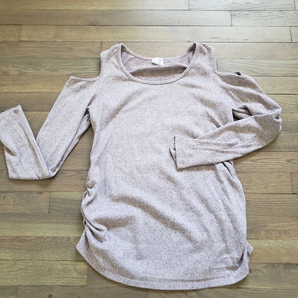 Cold shoulder long sleeve maternity top
